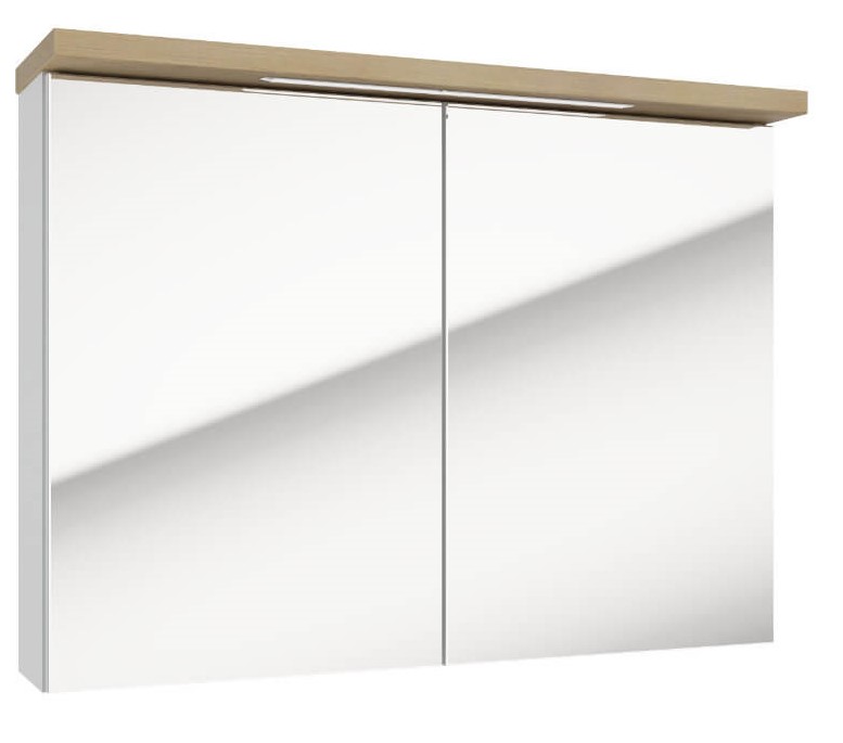 Peegelkapp STILLA Deftrans 80cm valge+tamm valgusega