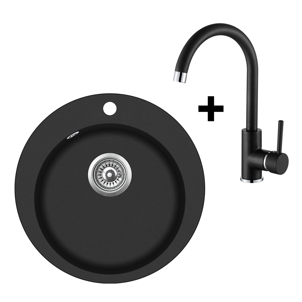 Graniitvalamu 505x505 BLACK + Köögisegisti 5523 Black Metalic